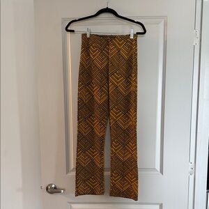 Free People Navy and Yellow Geometric Cropped Pants